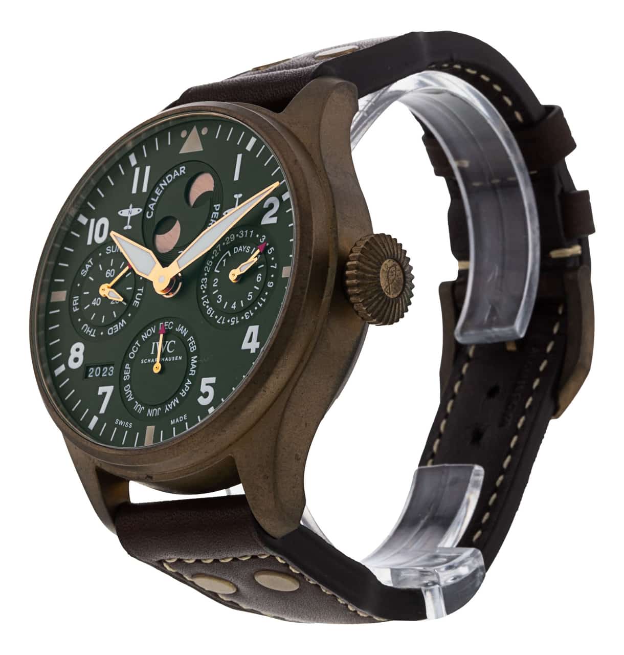 IWC Big Pilot s IW503601 Green Arabic Dial Leather Strap